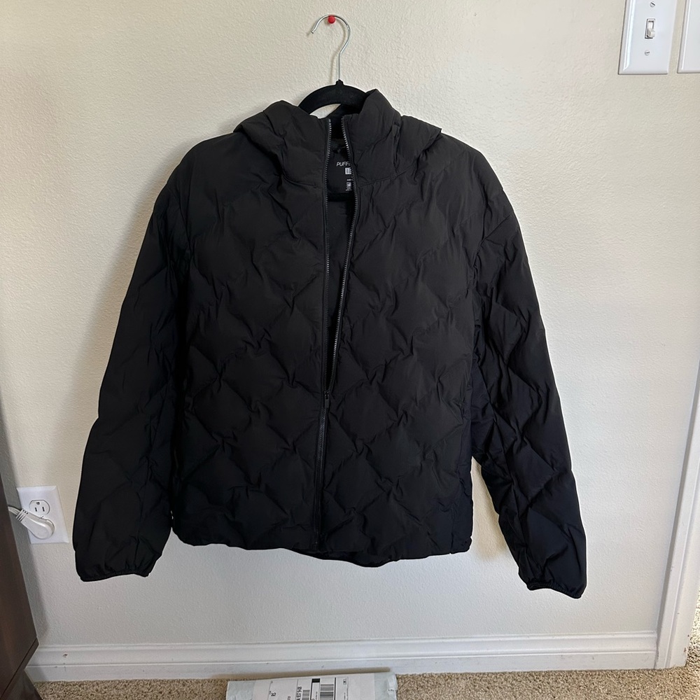 Black Uniqlo Quilted Hooded Jacket